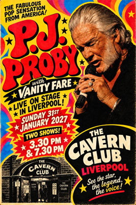 Click here to book tickets for PJ PROBY LIVE at THE CAVERN, LIVERPOOL